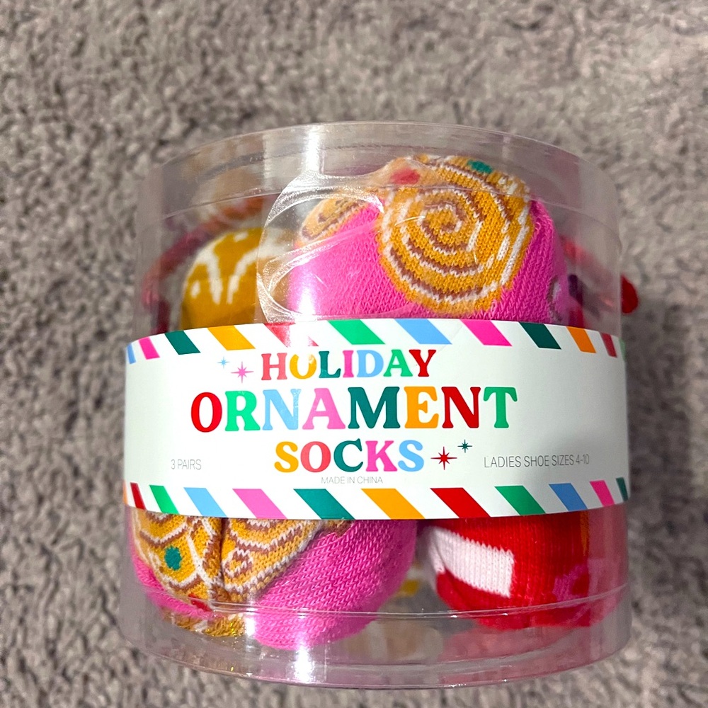 Holiday sock gift package - three pairs of festive socks (shoe size 4-10)
